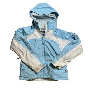 COLUMBIA LIGHT BLUE WOMENS L LARGE 3 in 1 JACKET AND INNER HOODY SNOW WINTER